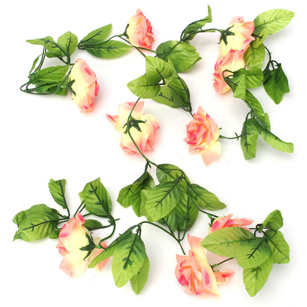 2.4 m kunststof rose bloem groene bladeren garland home garden wedding party decorations