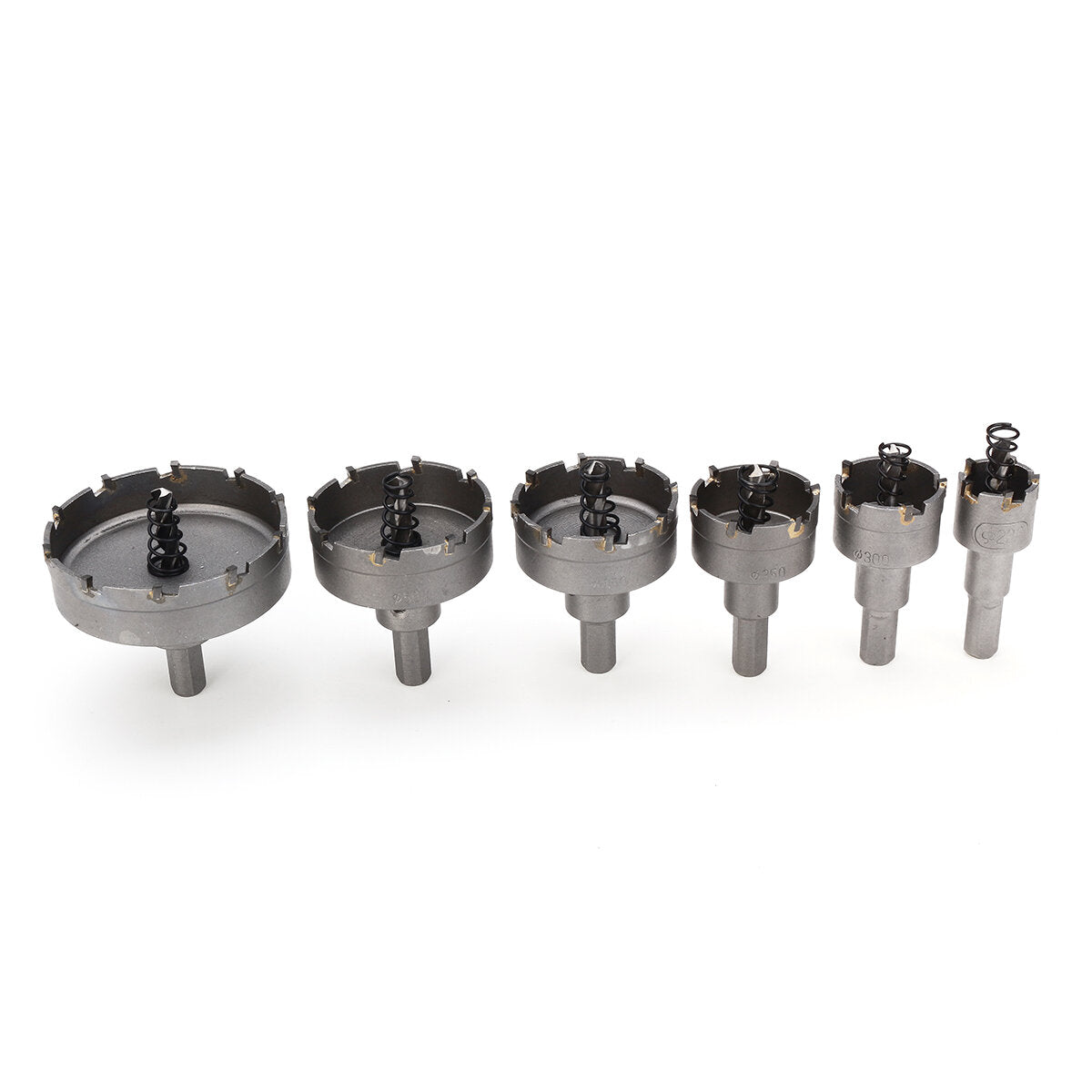 6 stuks 22mm-65mm rvs carbide tip metaallegering boren gatenzaagmachine set:
