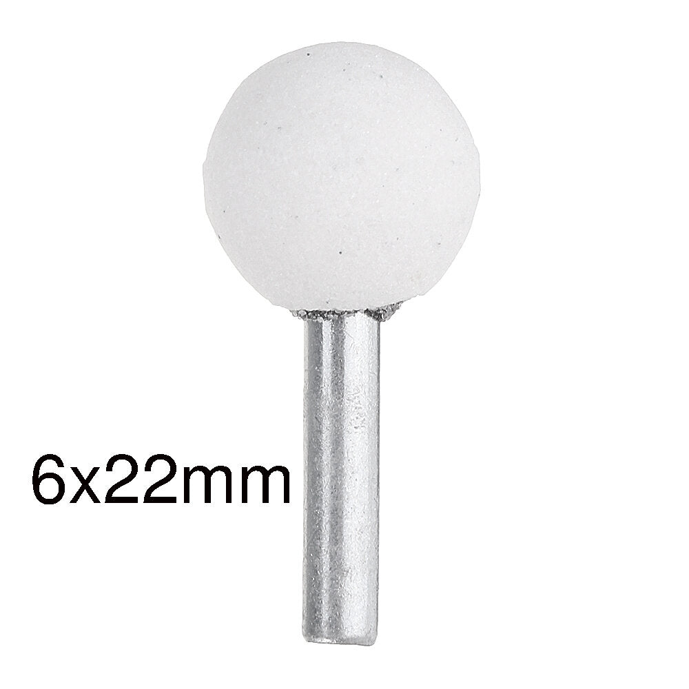 10 stuks 3x12/6x22/6x25mm schurende gemonteerde slijpsteen sferische kop wiel schuurmiddelen voor rotary tool
