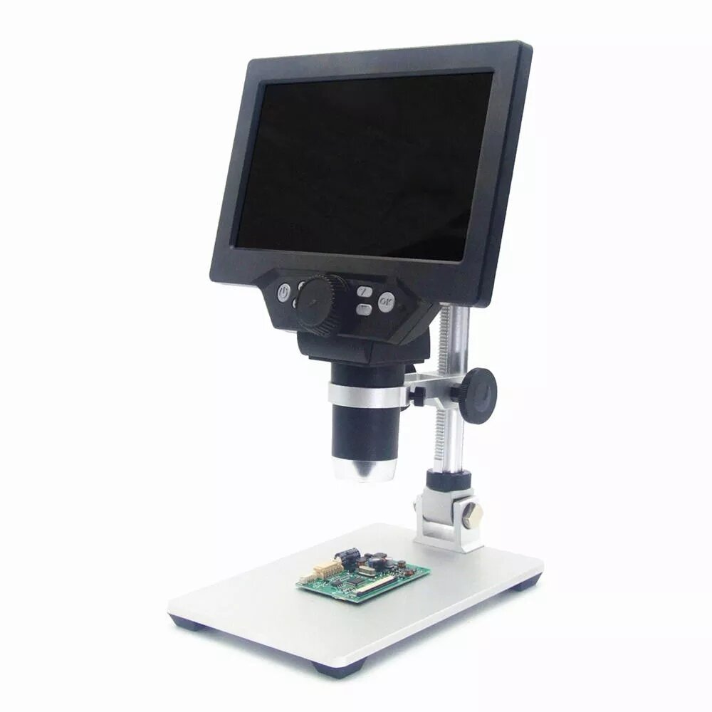 g1200 digitale microscoop 12mp 7 inch groot kleurenscherm grote basis lcd-scherm 1-1200x continue versterking vergrootglas met aluminiumlegering stand voedingsversie