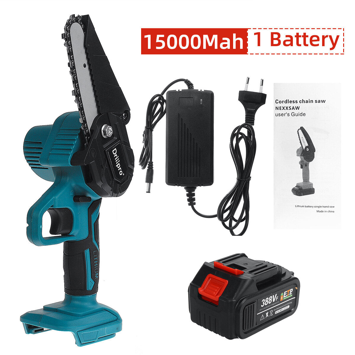 4 inch elektrische kettingzaag mini draadloze 550 w eenhandige zaag houtbewerking houtsnijder w / 1 st of 2 stuks batterij voor makita