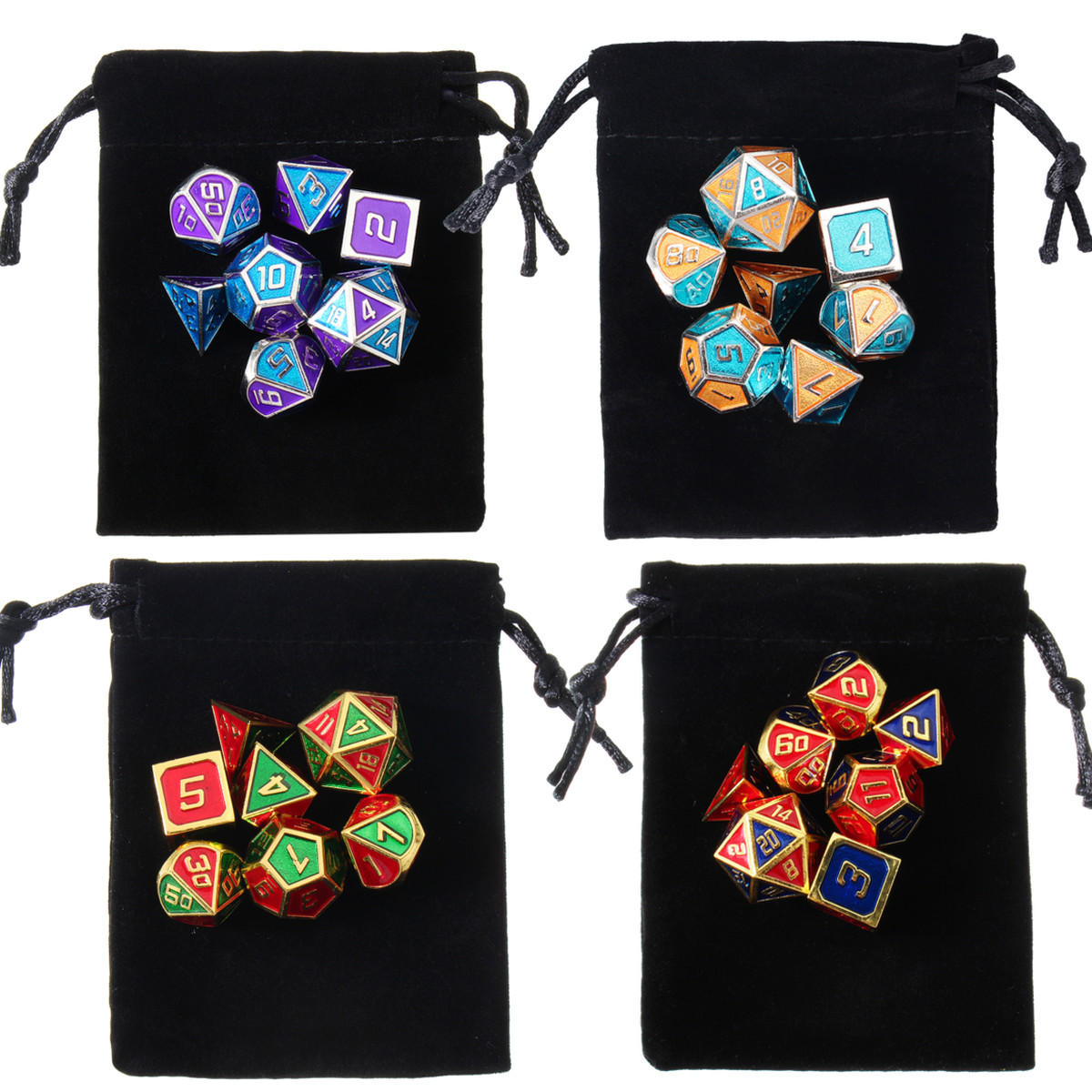 7 stuks polyhedral dices set voor dungeons dragons d20 d12 d10 d8 d6 d4 games + opbergzakjes tas