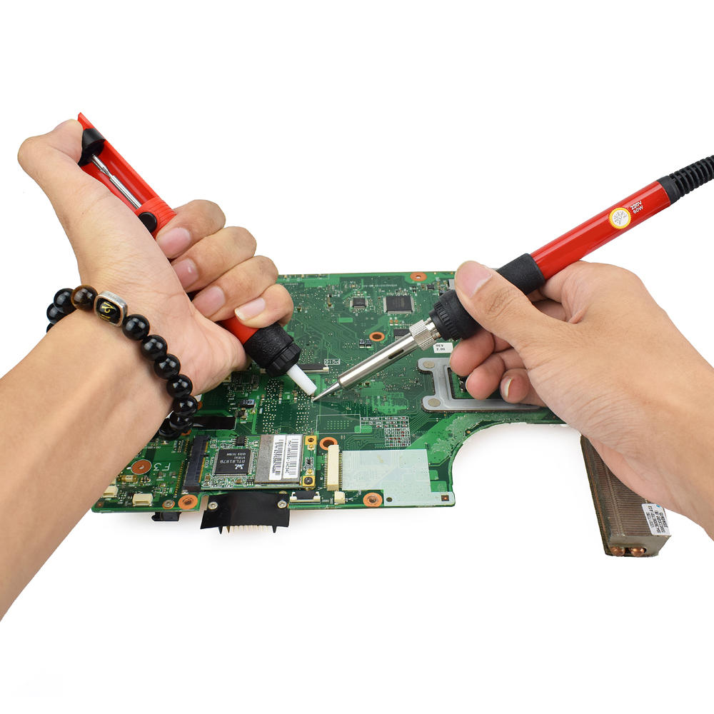 25 stuks 220v 60w verstelbare temperatuur elektrische soldeerbout kit smd lassen reparatie tool set gereedschapskist