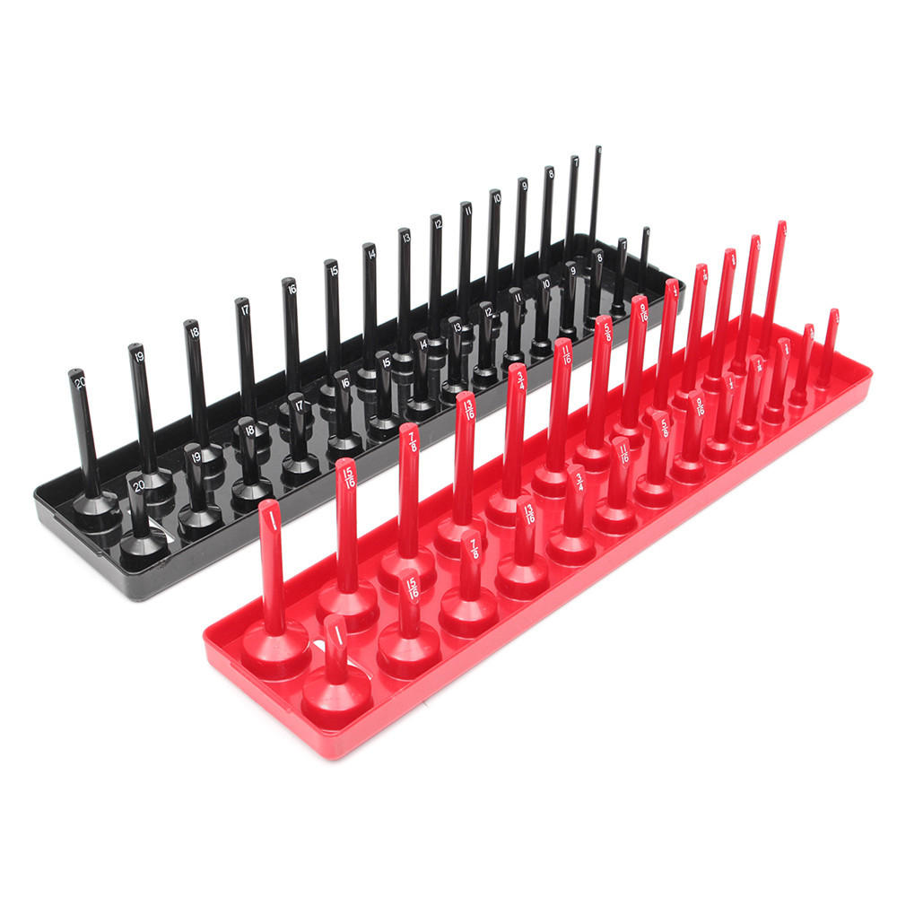 3 stuks 1/4 3/8 1/2 inch sae metrische socket houder lade socket organizer: