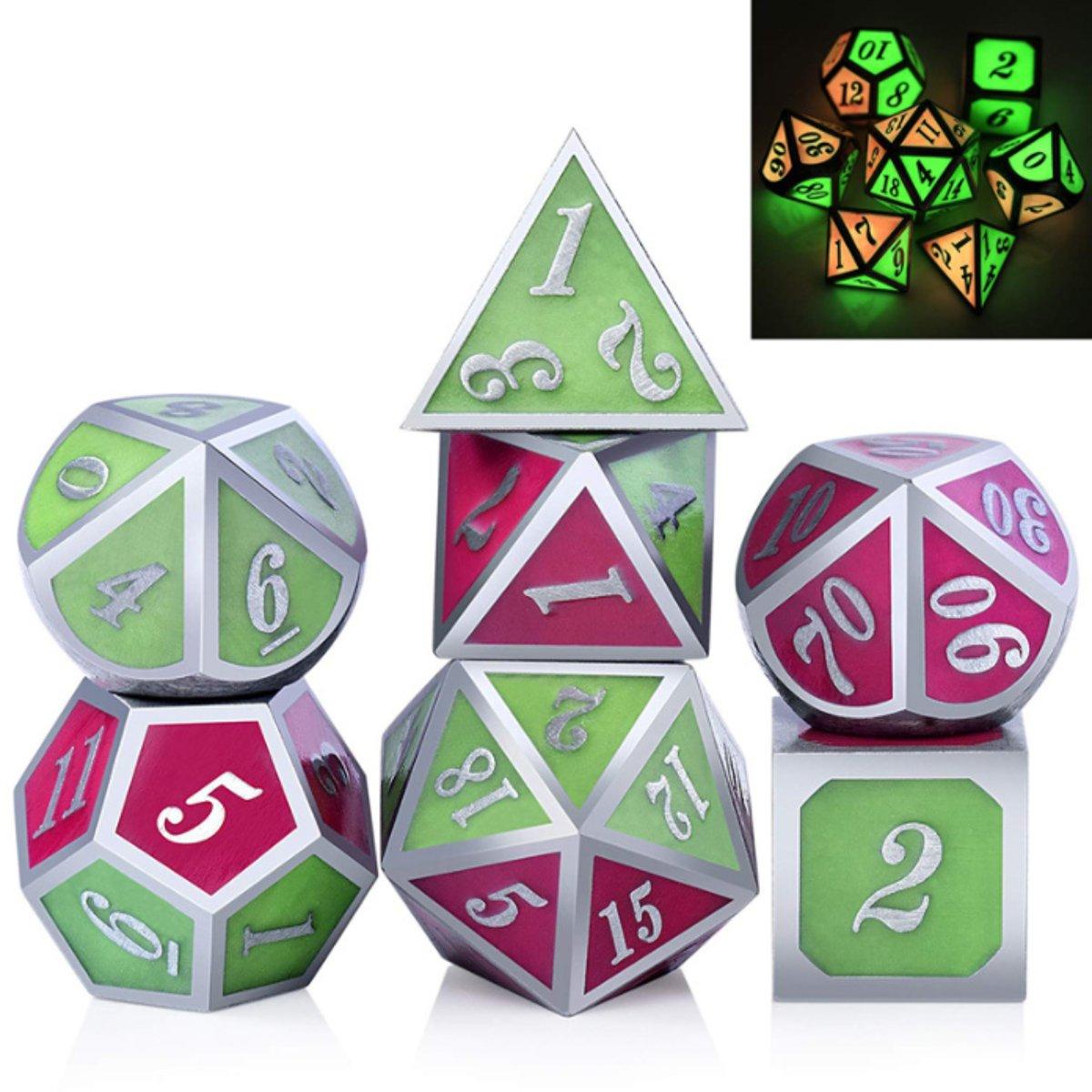 7 stuks polyedrale dobbelstenen zinklegering dobbelstenen set zware dobbelstenen voor rollenspel game dobbelstenen set: