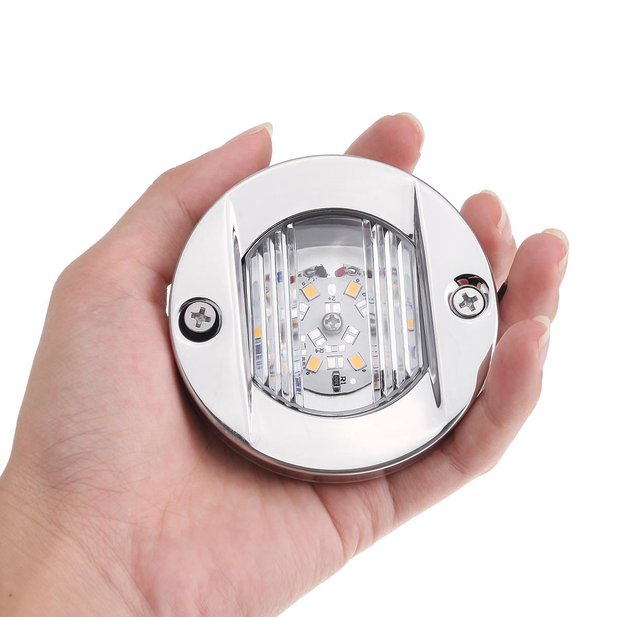 12v led 2835 round stern spiegellichten voor boot marine ingebed montage roestvrij staal