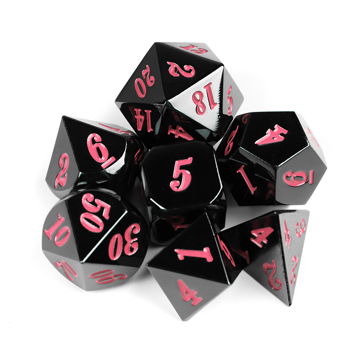 7-delige zinklegering polyhedral dobbelstenen multi-sided dobbelstenen set met tas