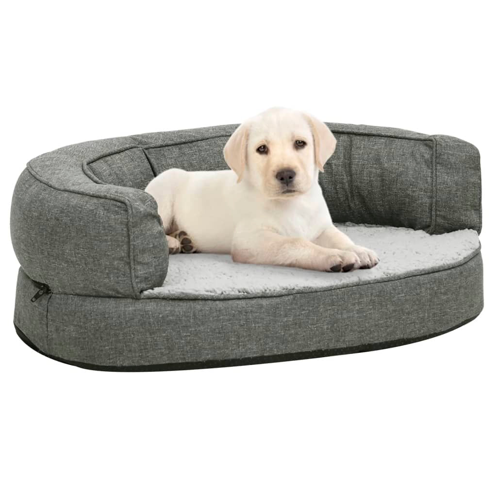 hondenmand ergonomisch linnen look 60x42 cm fleece grijs