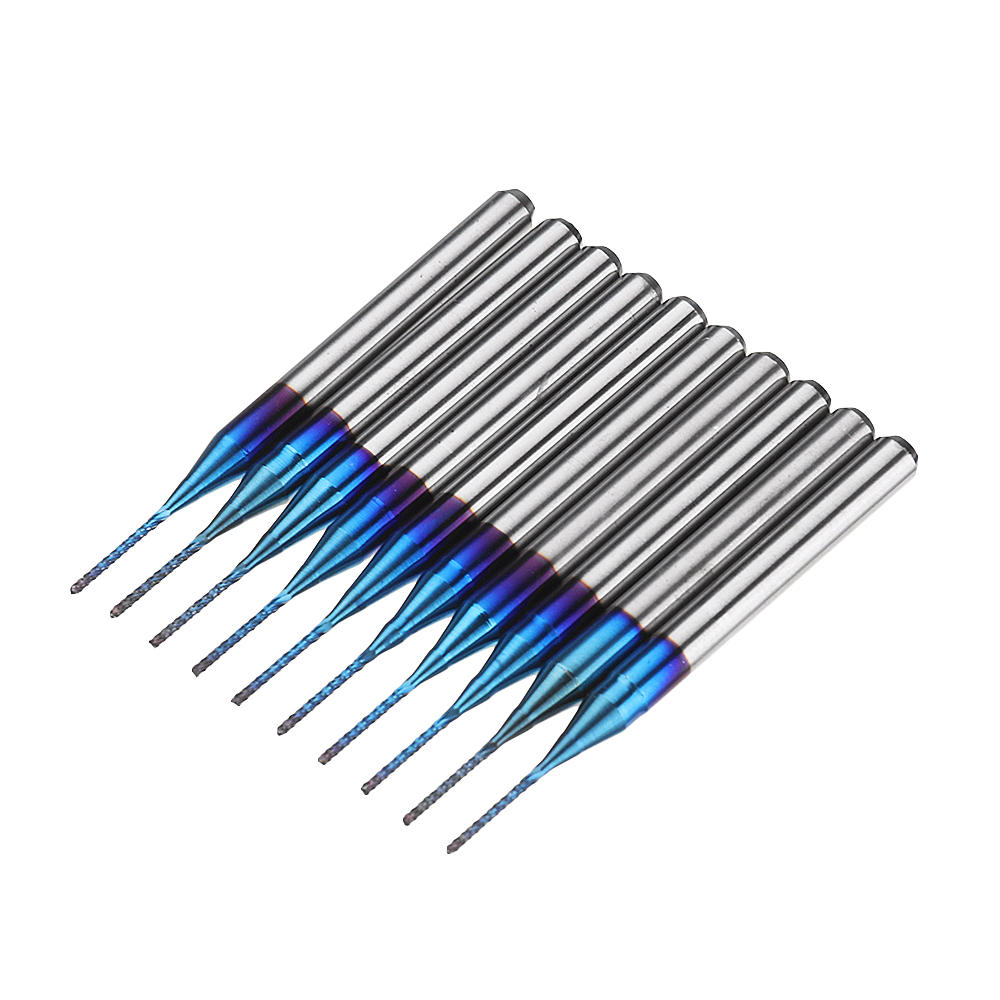 10 stuks 0.5-1.0mm blue naco coated pcb bits carbide engraving frees for cnc tool rotary burrs