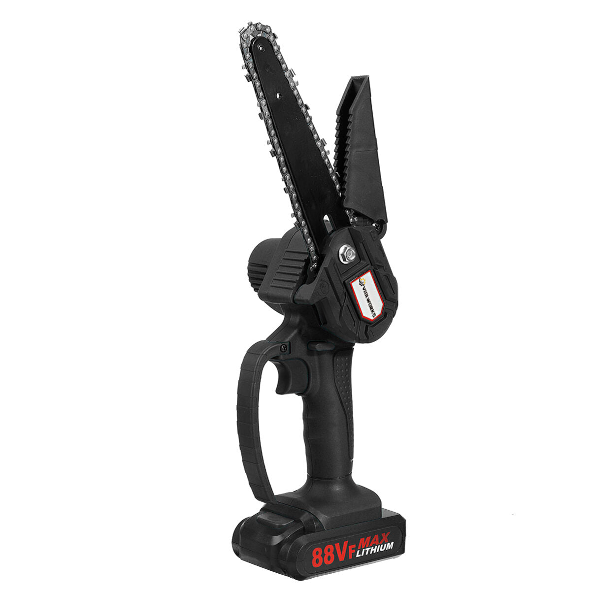 6 inch 88vf draadloze elektrische kettingzaag eenhandszaag led houtbewerking houtsnijder w/1/2 batterij