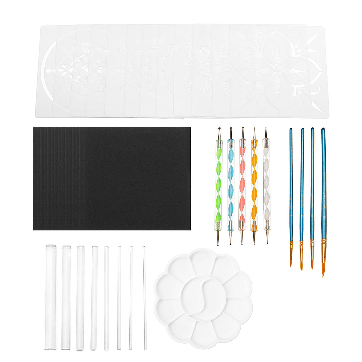 46 stuks mandala puntjes gereedschap rock schilderen kit dot art pen verf dhz nail stencil: