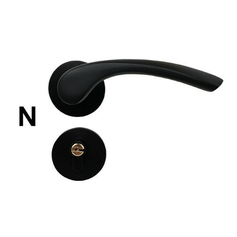 matzwart aluminium deurslot mechanische binnendeurhendel cilinderslot hendel klink home security mute locker met sleutels nieuwe woonaccessoires