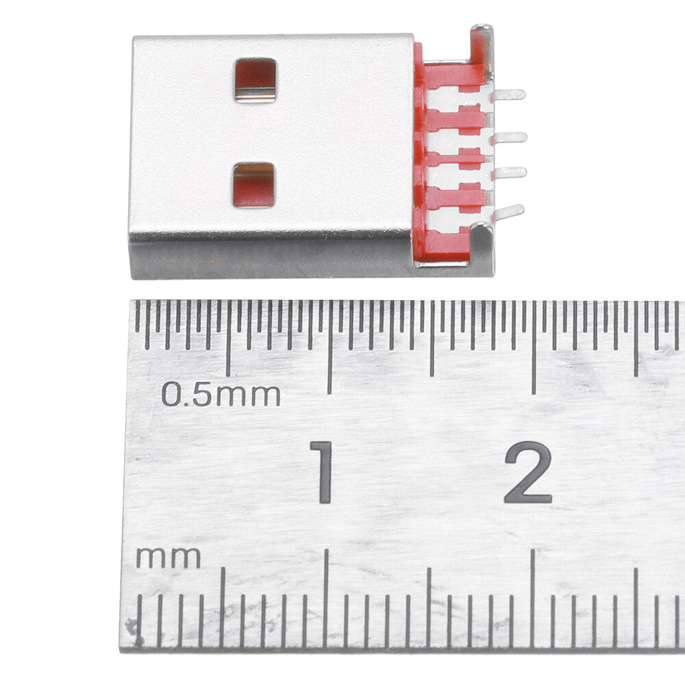 10 stuks positieve en negatieve plug usb 4 p board end mannelijke sink board smt dubbelzijdige plug twee rechte pin vaste plug board l = 18mm interface