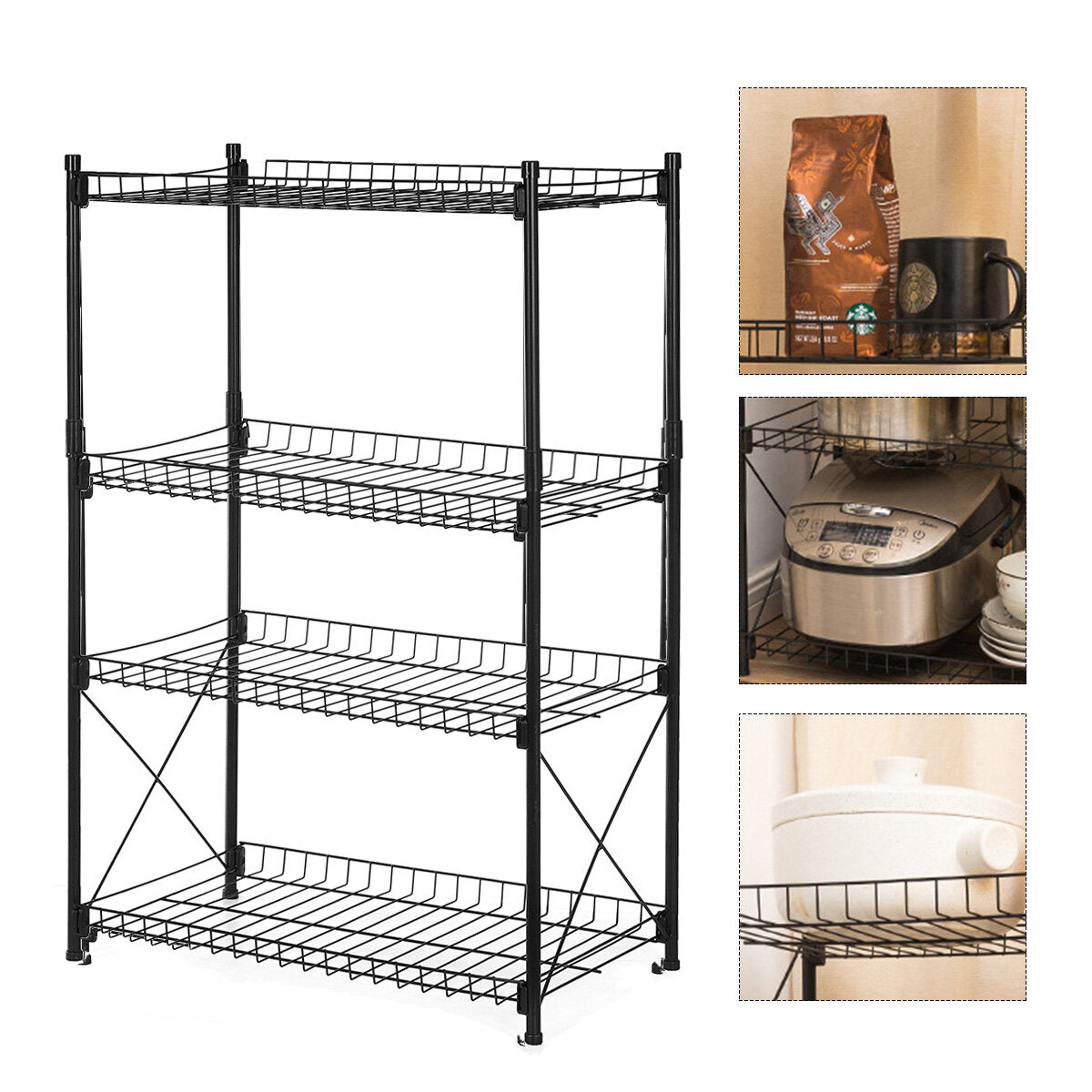 3/4 keuken opbergrek vloer meerlagige opbergrek huishoudelijk stalen frame mand opbergrek plank