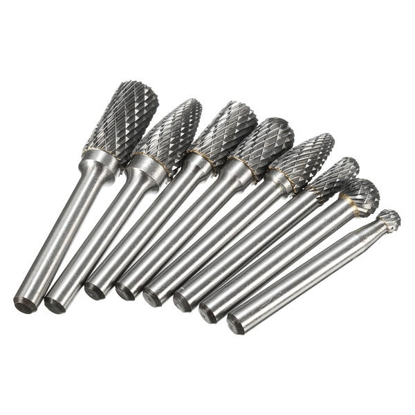 8-delige hardmetalen roterende freesset 1/4 inch schachtbestand elektrisch gereedschap