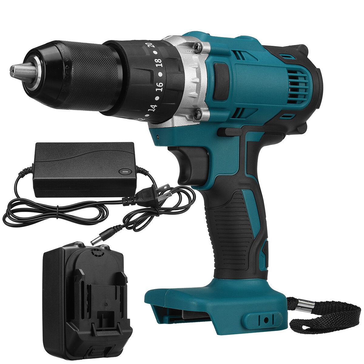 wolike 388vf 13mm 18v 520n.m elektrische boor elektrische schroevendraaiers 3 boorstanden schakelaar traploze snelheid elektrisch gereedschap w/1pc/2 stuks batterij eu-stekker