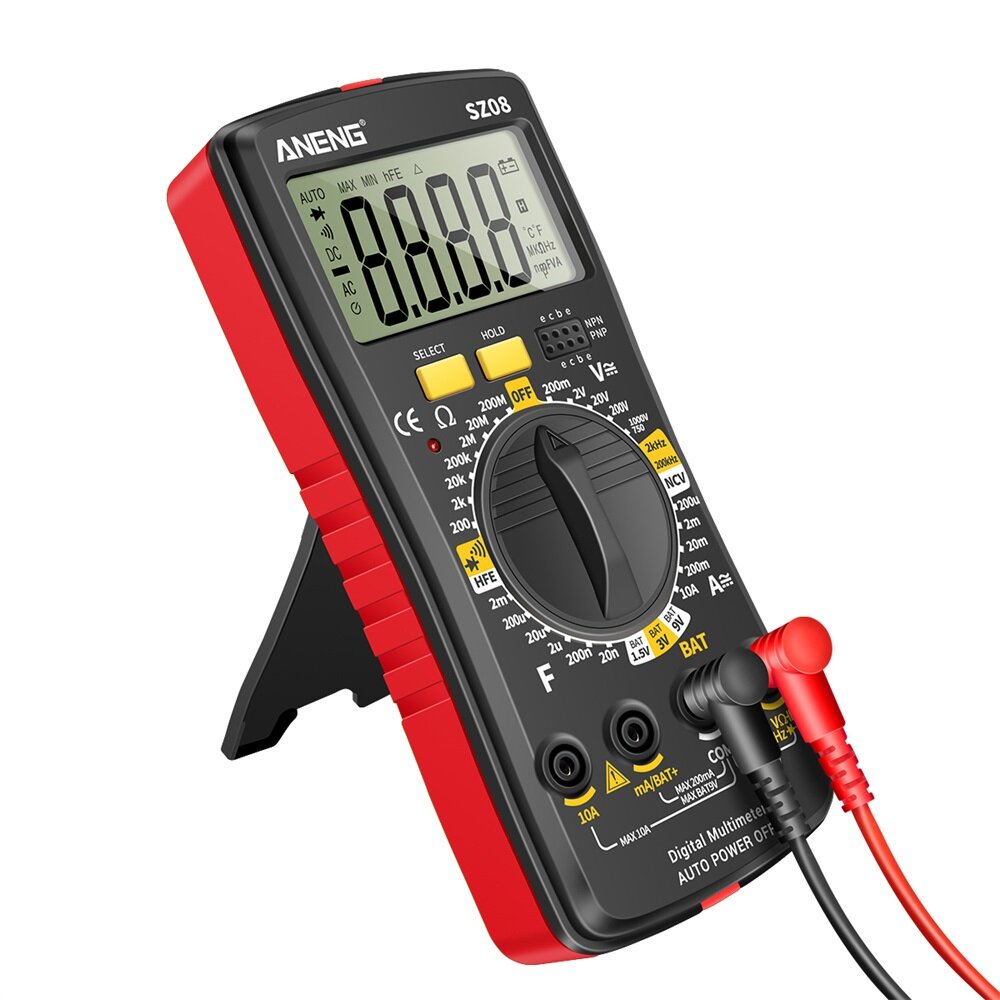 aneng sz08 ultradunne split lcd digitale multimeter tester met opbergbare test pen ac/dc 220v professionele multimetro auto voltmeter weerstand tester tool