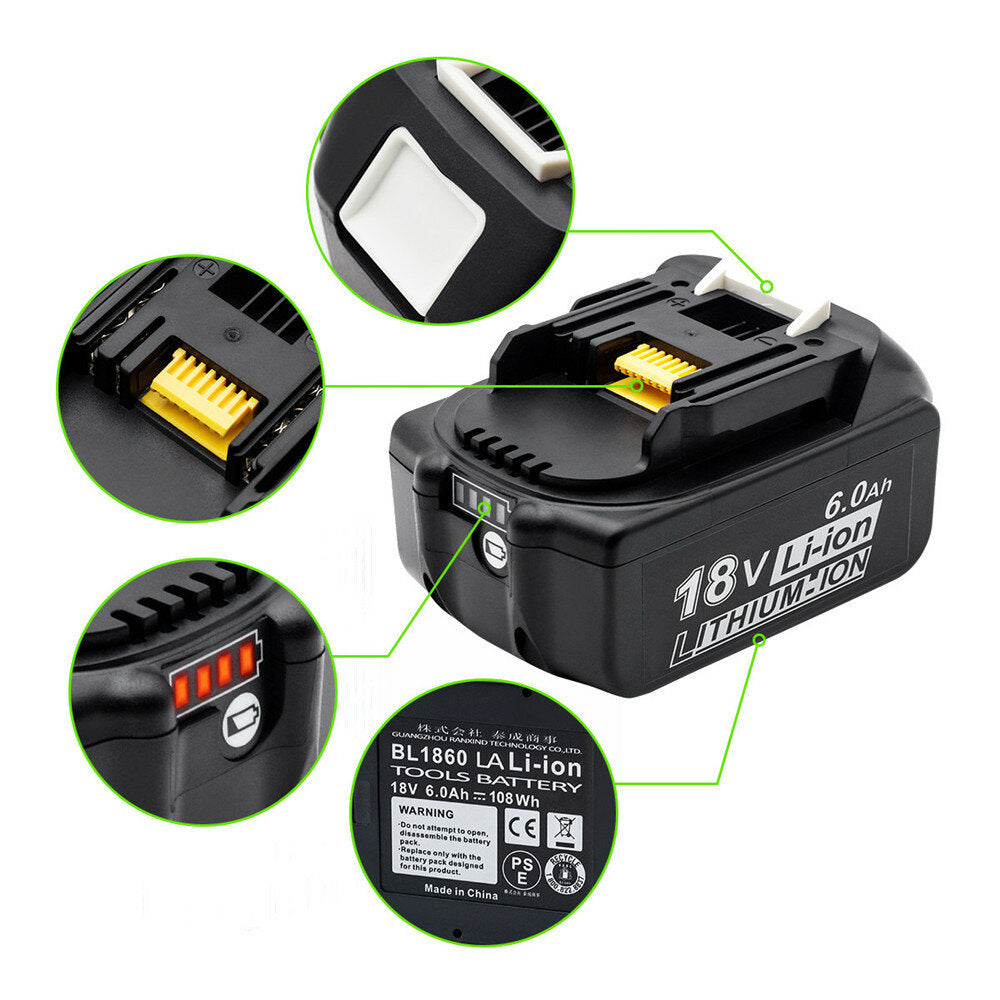 18 v 3.0 / 4.0 / 5.0ah / 6.0ah batterij power tool batterij voor makita bl1860 bl1850 bl1840 bl1830 bl1825 bl1835 bl1845 194204-5 194205-3 lxt-400 draadloze batterij
