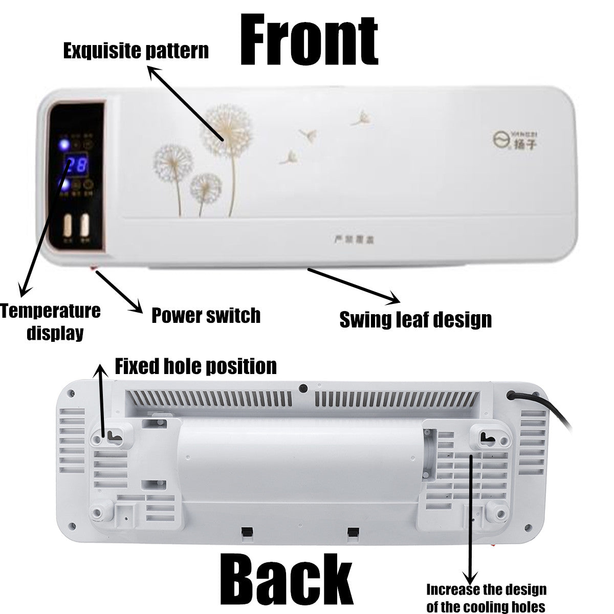 220 w 220 v wandmontage elektrische verwarming machine airconditioner met afstandsbediening voor woonkamer