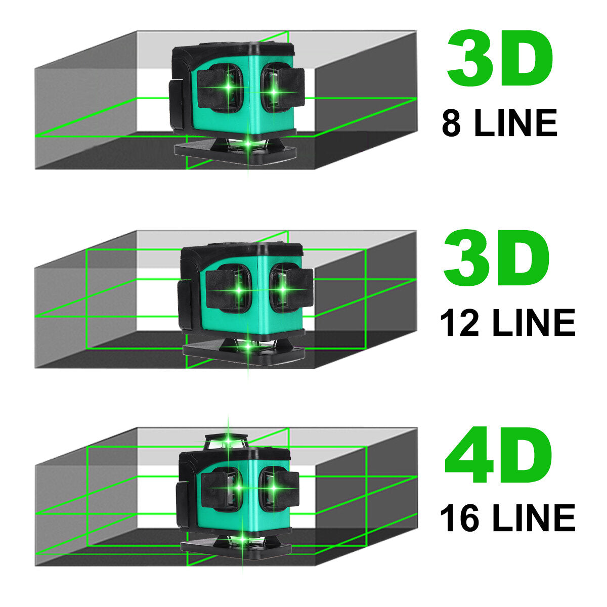 fasget laser level 16 lijnen 4d zelfnivellerende 360 horizontale en verticale cross super krachtige groene laserstraal lijn laser level
