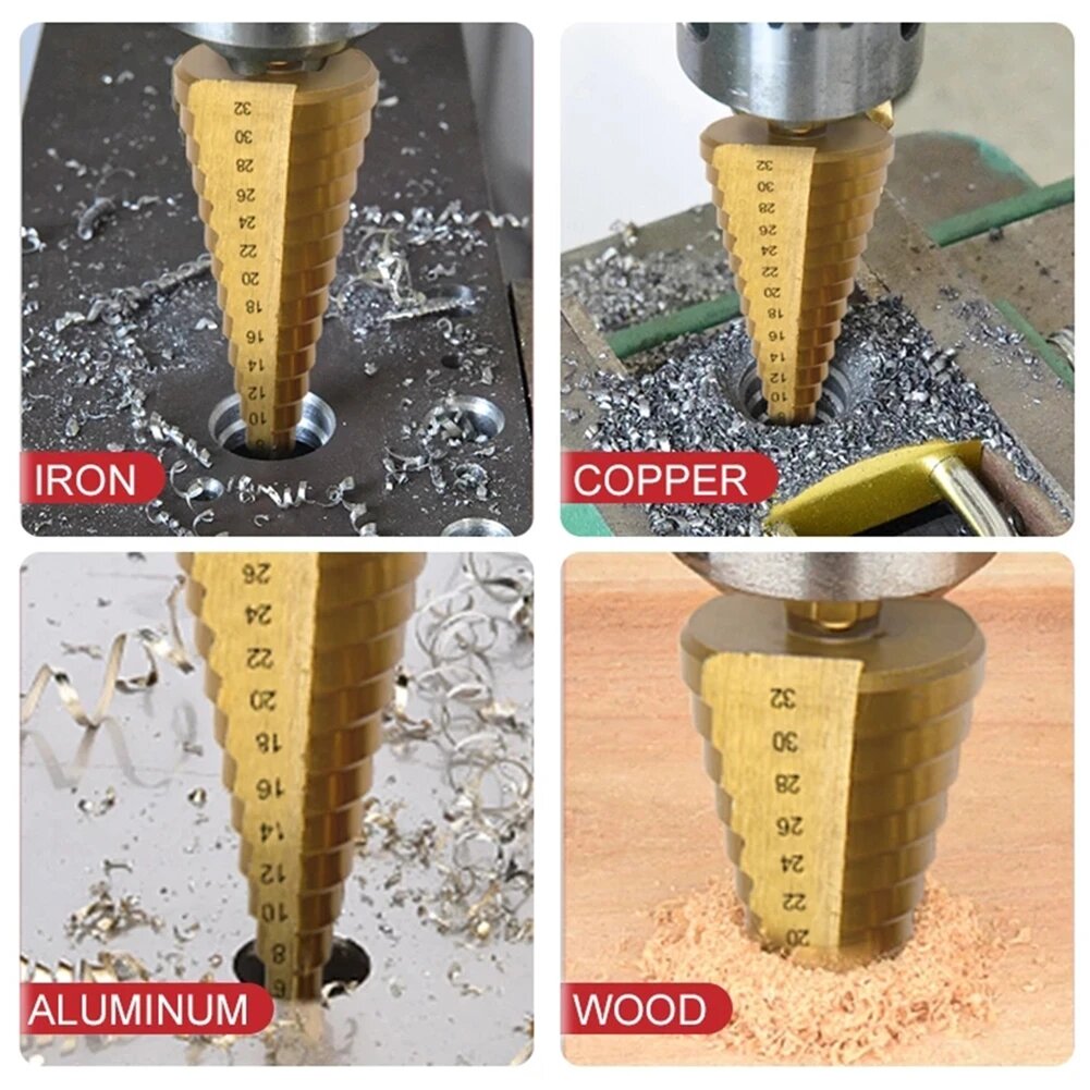 6 stuks stap boor zaag boor set titanium frees 4-12 4-20 4-32mm 3 6 8mm voor houtbewerking metalen kern gat opener