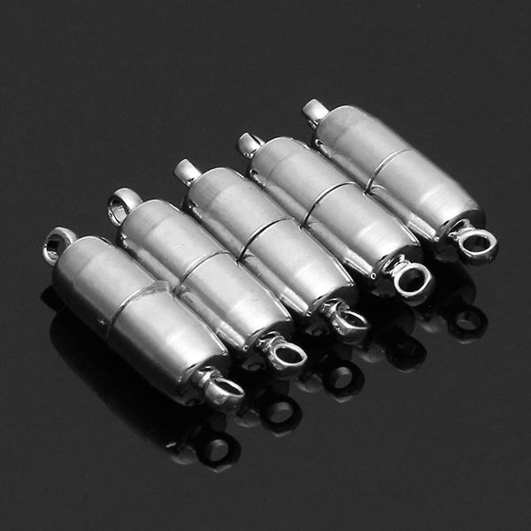 5 stuks 19x6mm ronde cilindrische metalen magnetische gesp dhz ketting gesp ketting connectoren: