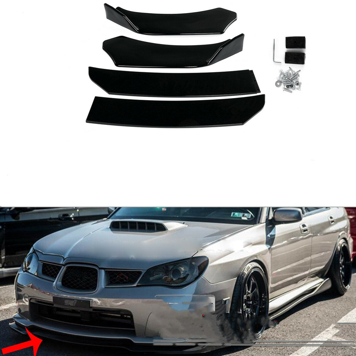 autsome 4 stuks zwart front lip chin bumper spoilers body kits voor auto universal