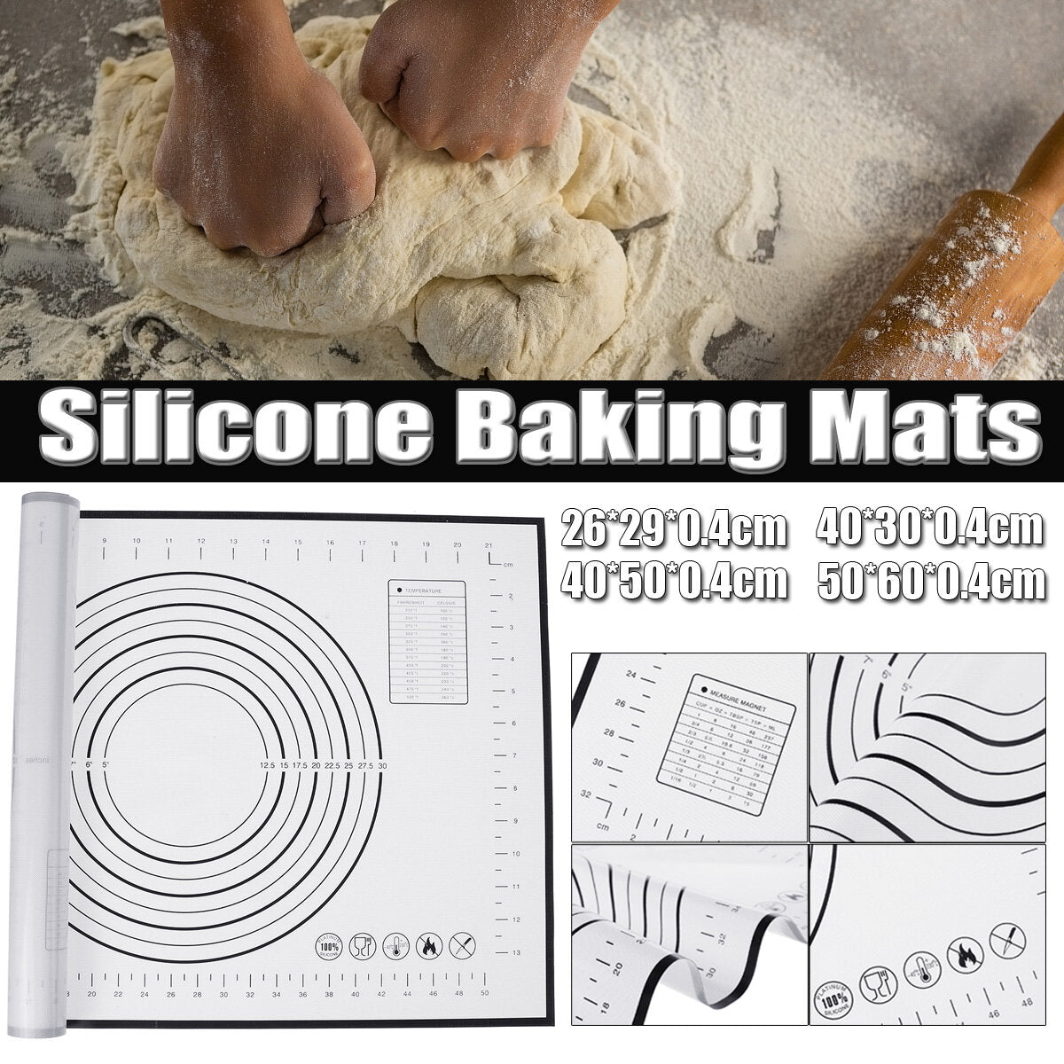deeg rolling silicone pad gebak mat bakvormen liner bakmat non-stick tool