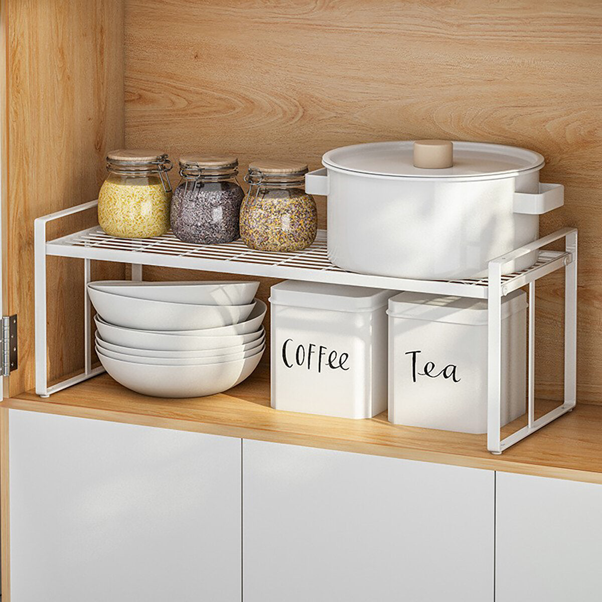 wit staand rek keuken badkamer aanrecht organizer plankhouder