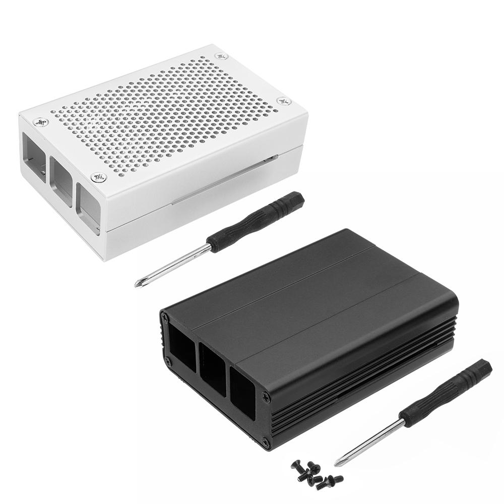 zilver / zwart aluminium behuizing metalen behuizing met schroevendraaier voor raspberry pi 3 model b+ (plus)