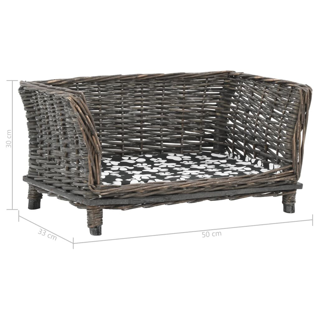 hondenmand met kussen 50x33x30 cm naturel wilgengrijs
