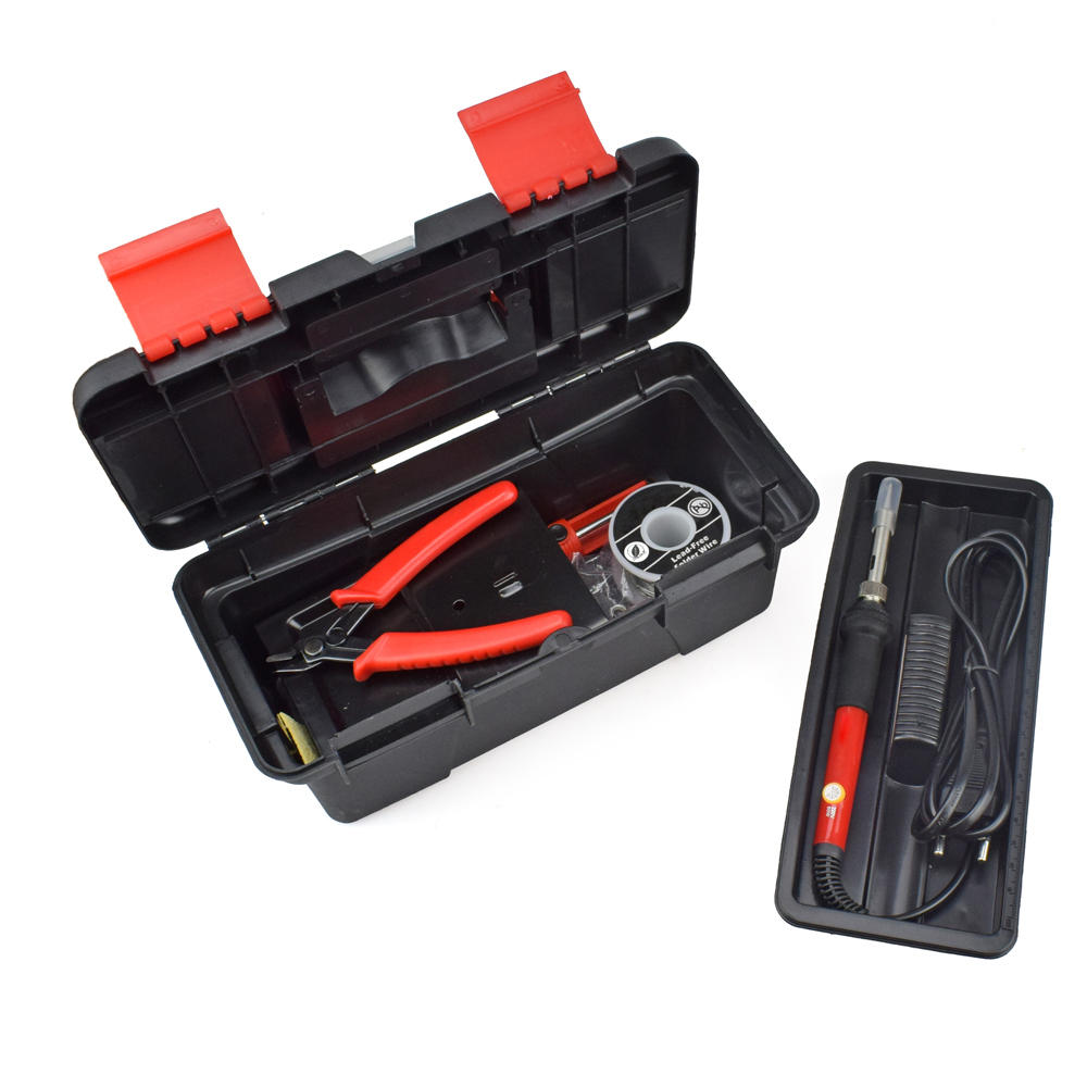 25 stuks 220v 60w verstelbare temperatuur elektrische soldeerbout kit smd lassen reparatie tool set gereedschapskist