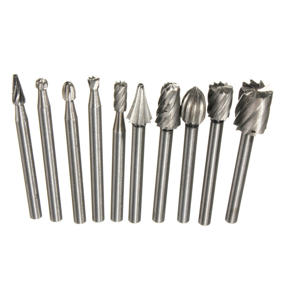 10 stuks 1/8 inch schacht frezen roterende bestand bramen bit set houtsnijwerk raspen frezen slijpkop