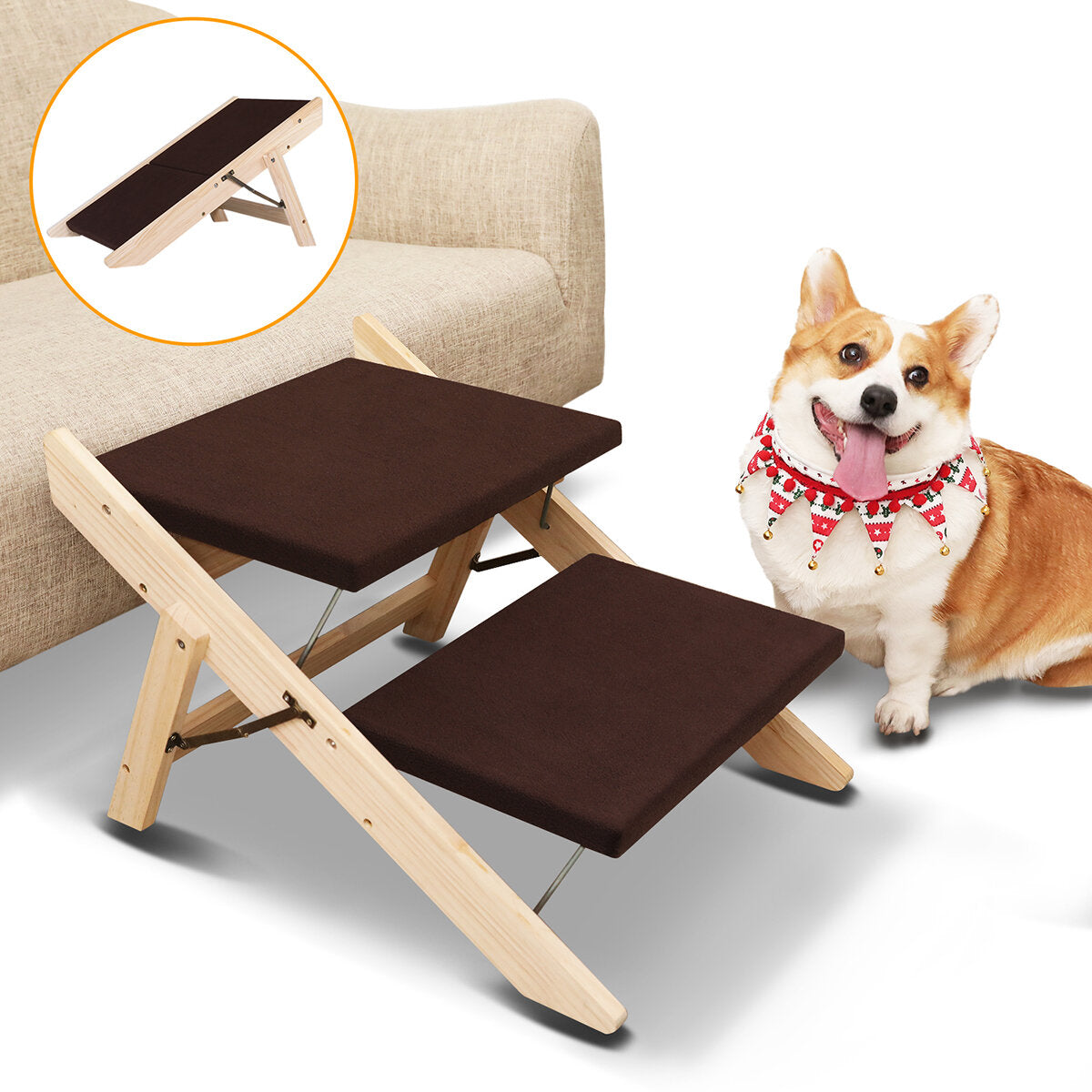 2-in-1 draagbare opvouwbare veiligheidstrap voor honden en katten stappenladder puppybenodigdheden