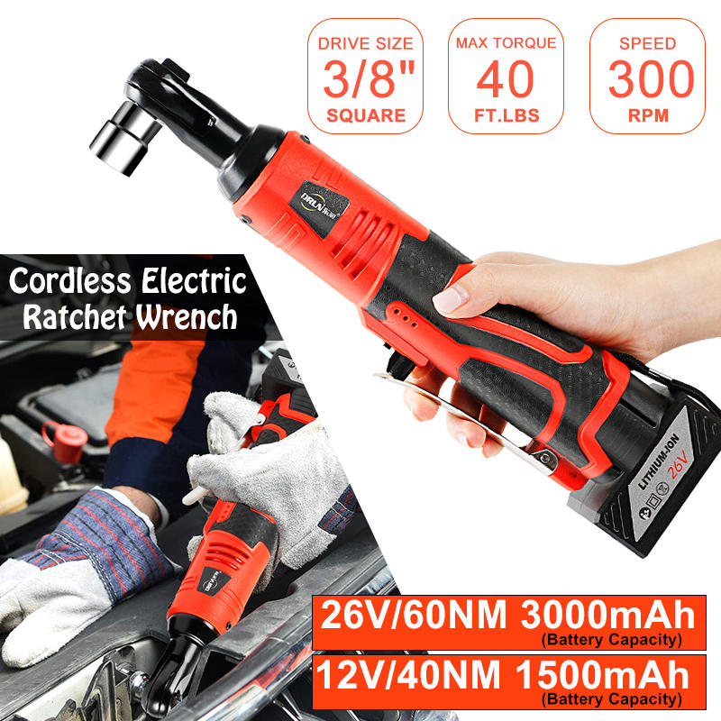 12/26v 3/8 inch chuck lithium batterij moersleutel oplaadbare ratelsleutel elektrische moersleutel tool