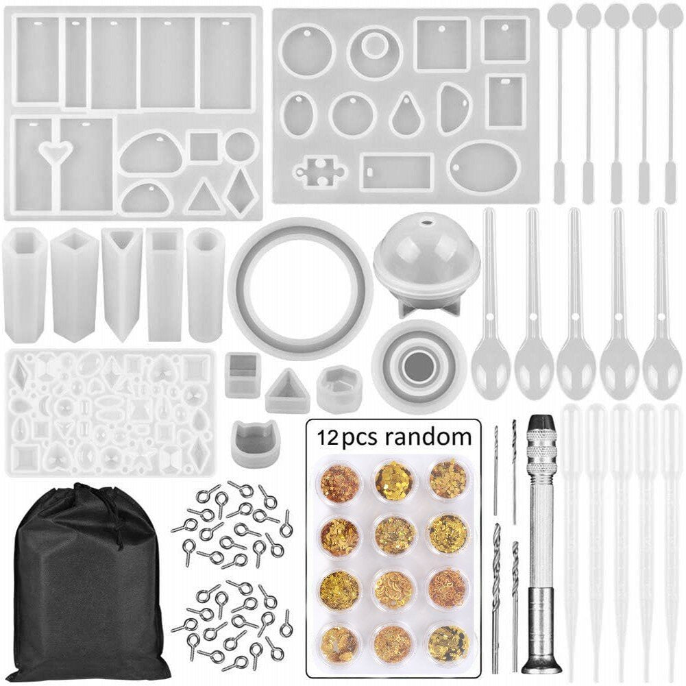 94 dhz crystal gutta percha tool set armband ppendant sieraden mold combinatie met boor 12 kleur pailletten