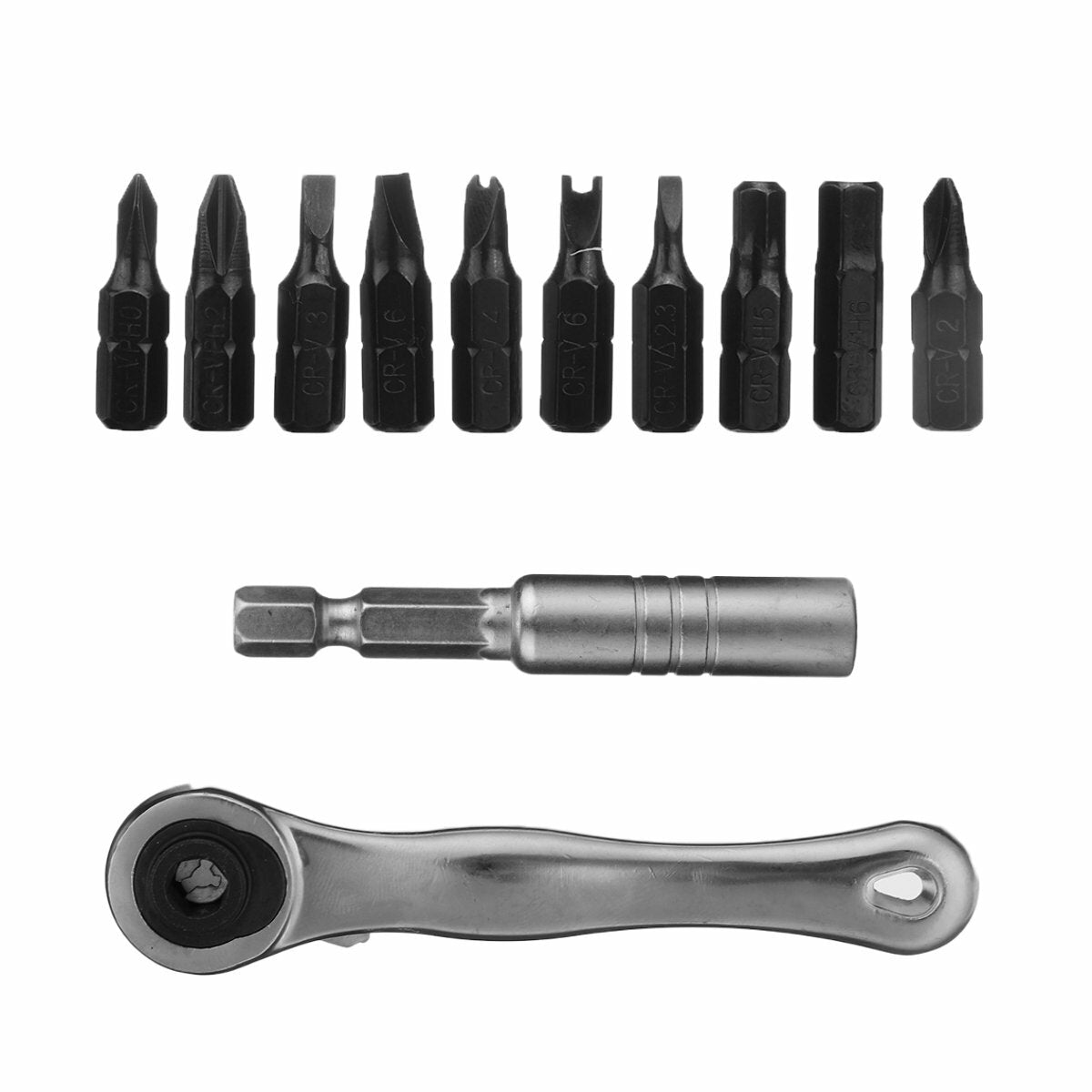 12 stuks multifunctionele ratel schroevendraaier handvat schroevendraaierbits reparatie gereedschapsset