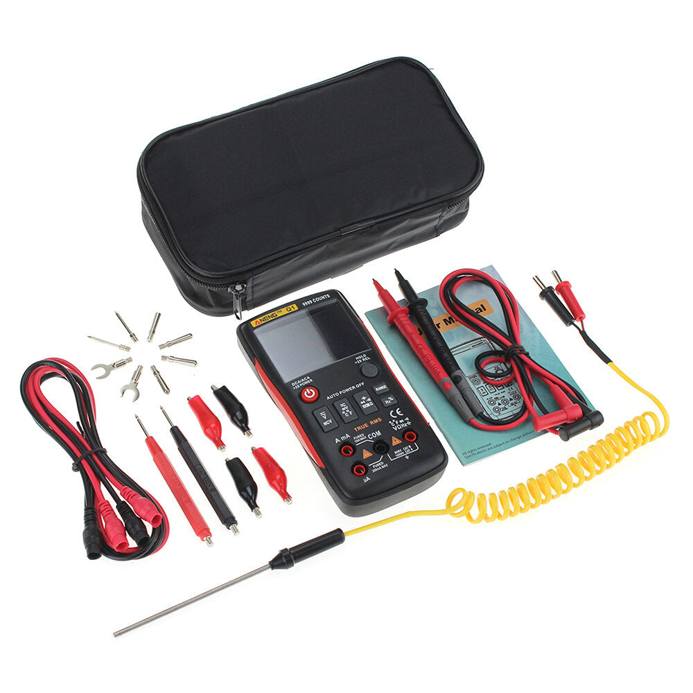 aneng q1 9999 counts true rms digitale multimeter ac dc spanning stroom weerstand capaciteit temperatuurtester automatisch/handmatig raging met analoge staafgrafiek