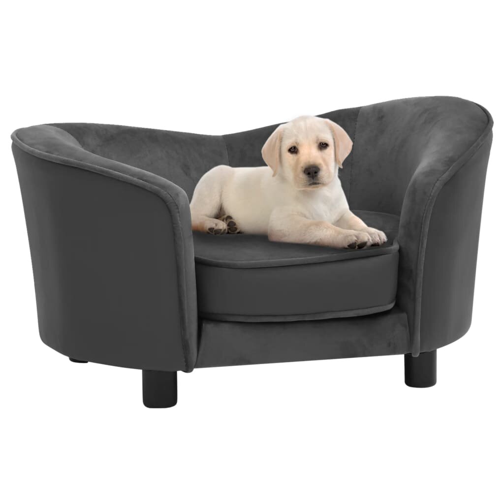 hondensofa donkergrijs 27.2 x19.3 x15.7 pluche en kunstleer