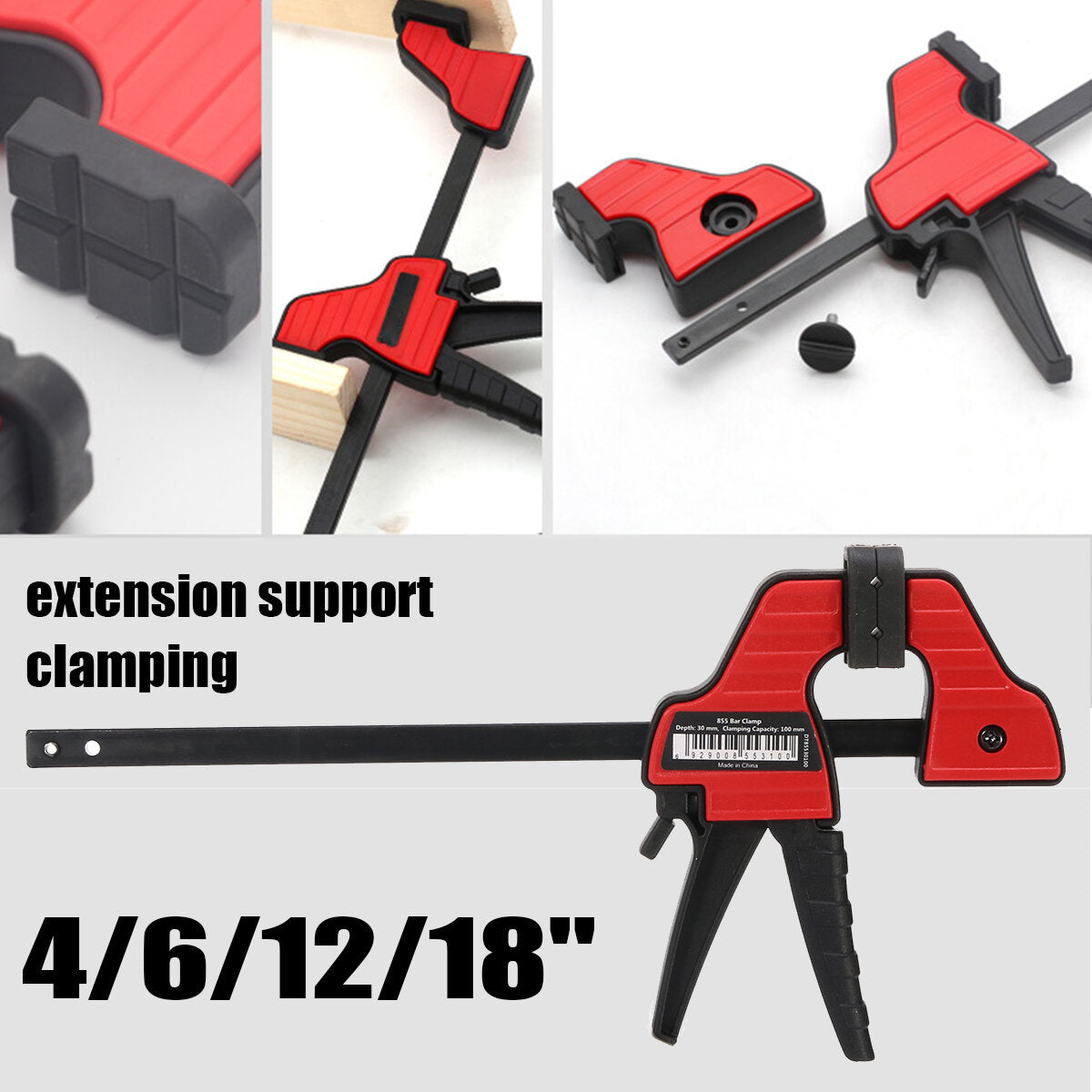 4/6/12/18 inch plastic f-klem heavy duty houder snelspanner parallel houtgereedschap houtbewerkingsklem