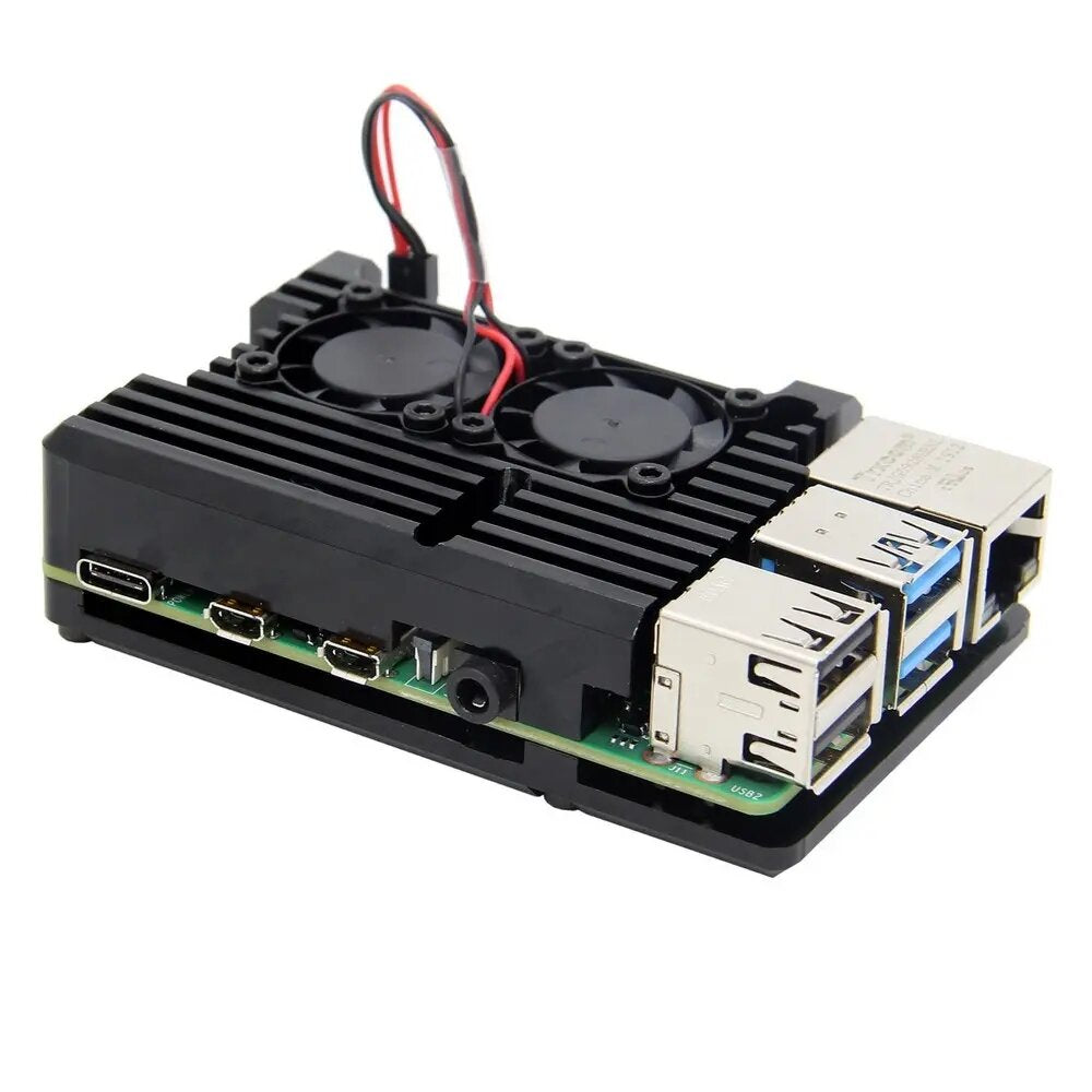 yahboom armor aluminium behuizing beschermende metalen behuizing met dubbele ventilator voor alleen raspberry pi 4 model b