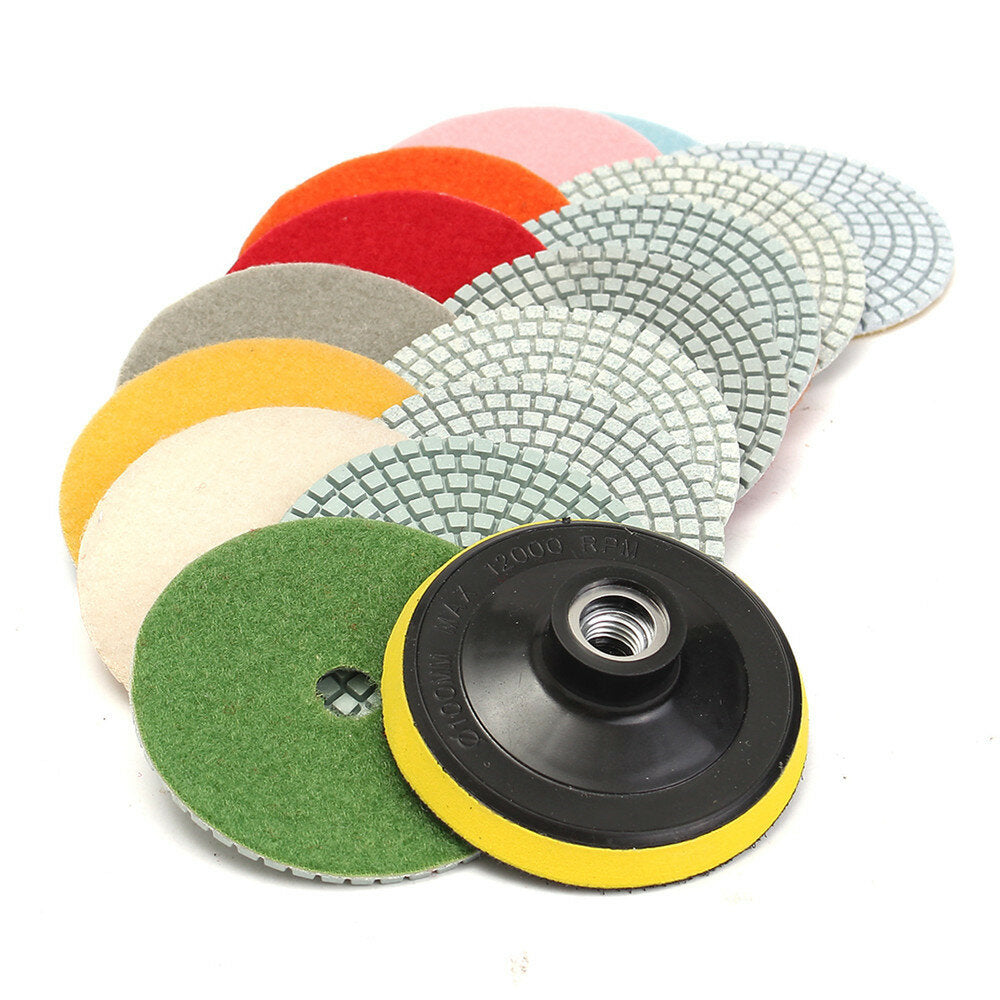 16 stuks 4 inch 50 tot 10000 grit diamond polijstpad voor graniet steen beton marmer