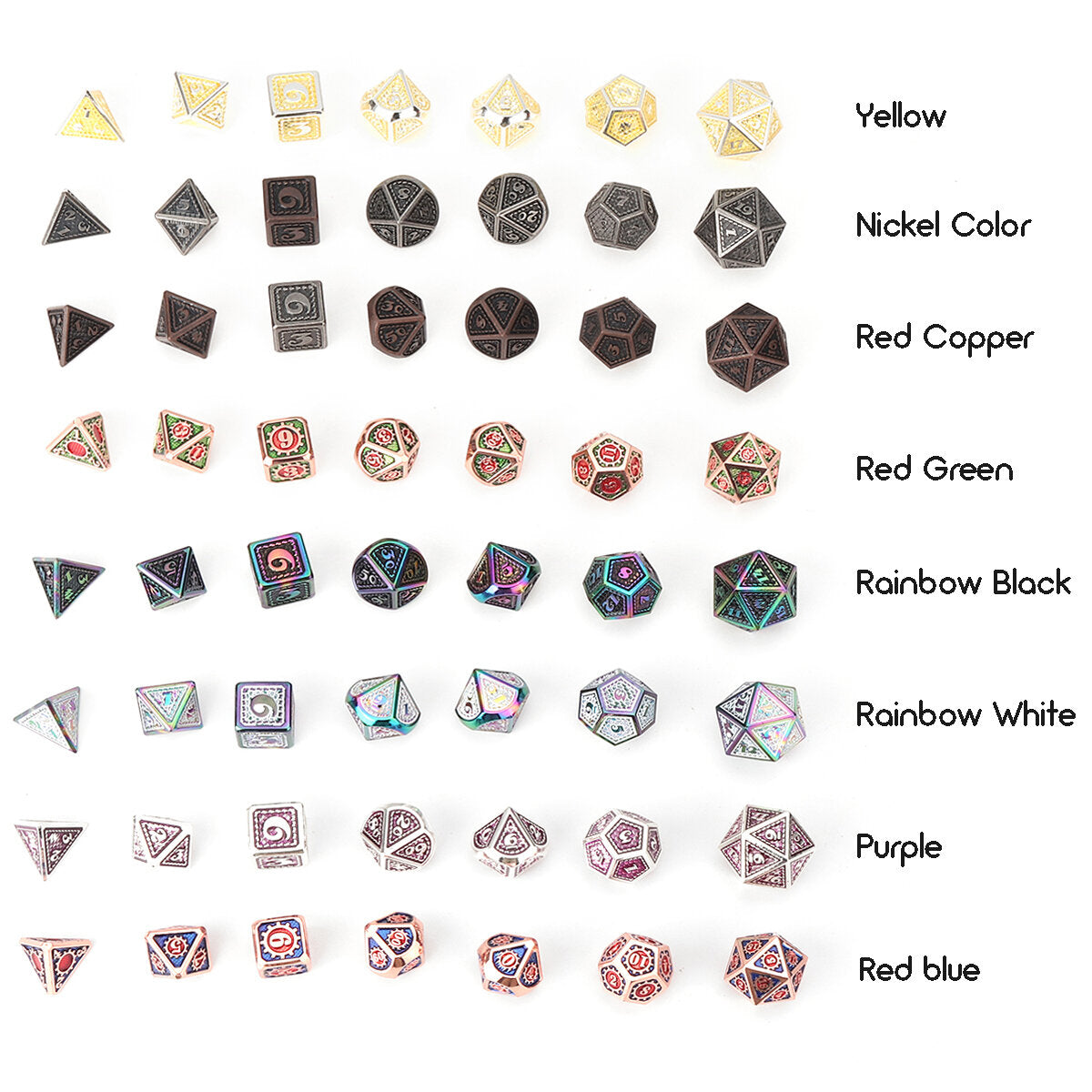 metalen polyedrale dobbelstenen multi-side dobbelstenen set voor dnd rpg mtg rollenspel bordspel met stoffen zak