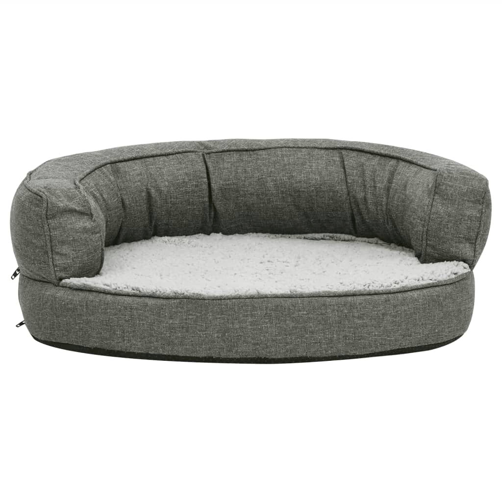 hondenmand ergonomisch linnen look 60x42 cm fleece grijs