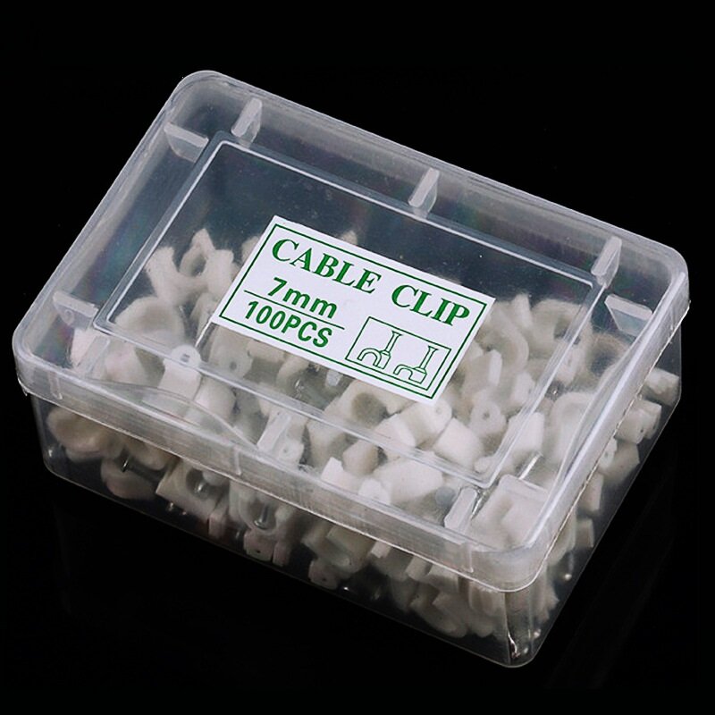 hord 50/100 stuks 3.5-25 mm netwerkkabelnagels stalen nagels netwerkkabelgoot lijnclips subklemmen met plastic doos