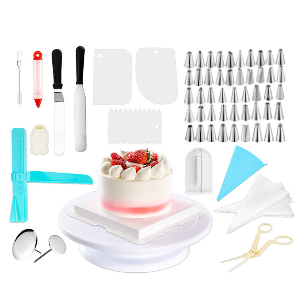 164 stuks dhz cake decor kit tools bakbenodigdheden draaitafelsets spatelstandaardsets