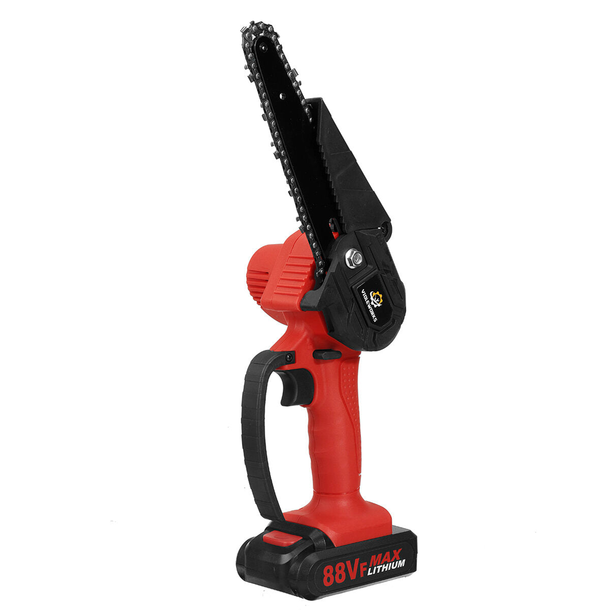 6 inch 88vf draadloze elektrische kettingzaag eenhandszaag led houtbewerking houtsnijder w/1/2 batterij