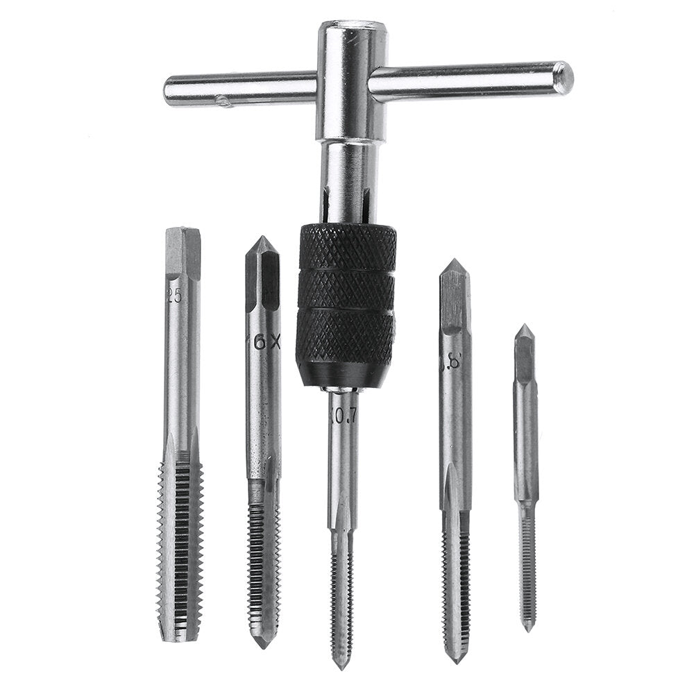 6 stuks m3-m8 tap boor set t handvat ratel tap wrench machinist tool met schroef tap hand