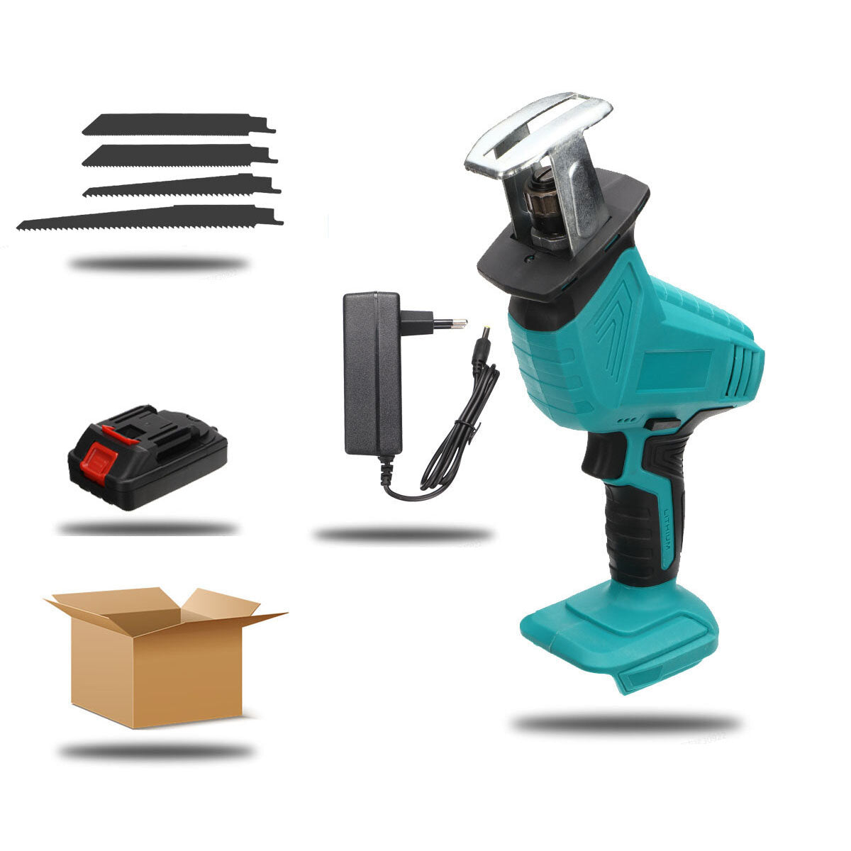 draadloze reciprozaag w/geen/1/2 batterij voor makita & 4 stuks zaagbladen houtbewerking hout cutter elektrische zaag fit makita