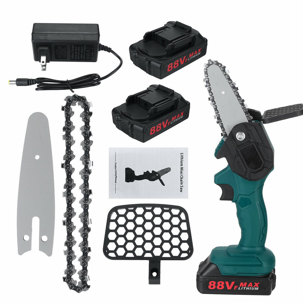 mini kettingzaag accu-aangedreven kettingzagen - 4-inch elektrische kettingzaag op batterijen draagbare eenhands-handheld. 88vf oplaadbaar bediend voof het snoeien van bomen. takken en hout zagen